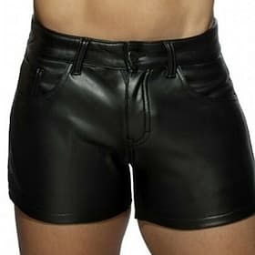 Herren Shorts Kurze Hosen Lässige Shorts Kunstleder-Shorts Tasche Glatt Komfort Atmungsaktiv Casual Täglich Festtage Strassenmode Stilvoll Schwarz