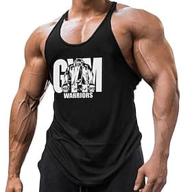 Men's Graphic Letter Tank Top Vest Top Undershirt Racer Back Tank Top Sleeveless T shirt U Neck Shirt Fashion Muscle Workout Daily Vacation Gym Black White Yel