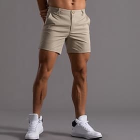 Men's Shorts Chino Shorts Bermuda shorts Work Shorts Pocket Straight Leg Plain Comfort Soft Short Sports Outdoor Casual Daily Fashion Streetwear Black White
