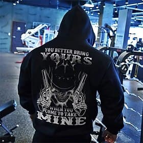 Herre Hodeskaller Grafiske trykk Hattetrøje Hettegensere Genser Gatemote Designer Grunnleggende Fritid Langermet Med hette Daglig Sport Svart Trykt mønster Vår