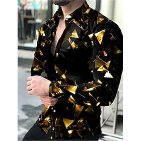 Homme Dégradé Formes Géométriques Géométrie Chemise Chemise boutonnée manche longue Mode Vêtement de rue Design Extérieur Casual du quotidien Automne hiver Col