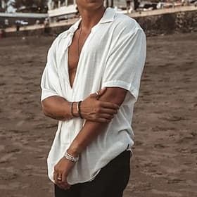 Herren Sommerhemd Strandbekleidung Knopfhemd Glatt Urlaub Curise Weiß Blau Khaki Grau Kurzarm Umlegekragen Sommer Bekleidung