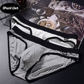 Voor heren verpakking van 3 stuks Slip Onderbroeken Modaal Wasbaar Comfortabel Effen Lage taille Zwart Wit