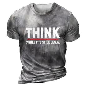 Herren Grafik T-Shirt Kurzarm mit 'Denke nach solange es noch legal ist' Sarkastischer Lifestyle Humor