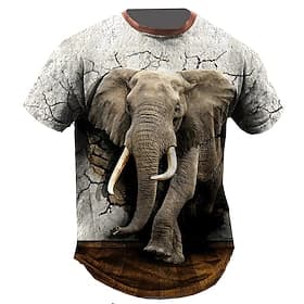Men's Graphic Animal Elephant T Shirt Short Sleeve T shirt 3D Print Crew Neck Shirt Vintage Fashion Designer Outdoor Daily Sports Blue Brown Green Spring Summ