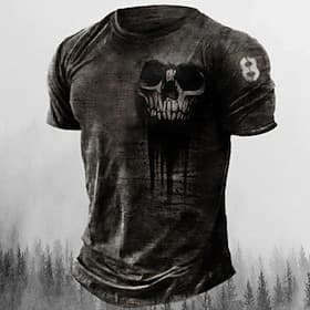 Men's Graphic Skulls T Shirt Shirt Tee Short Sleeve T shirt 3D Print Crew Neck Shirt Vintage Fashion Designer Outdoor Casual Daily Black Yellow Blue Spring Su