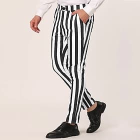 Men's Trousers Chinos Chino Pants Pencil Pants Jogger Pants Pocket Stripe Graphic Prints Comfort Soft Office Business Fashion Designer Black Yellow