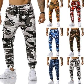 Men's Cargo Pants Cargo Trousers Trousers Camo Pants Elastic Waist Flap Pocket Camouflage Full Length Work Holiday Stylish Casual / Sporty Blue Army Green Micr