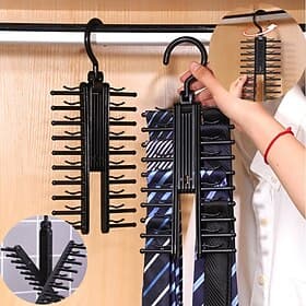Rack de armazenamento de gravata ajustável 360 graus giratório doméstico prateleira de gravata cinto cachecol de seda artefato organizador de armário cabides