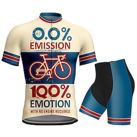 Herren Radtrikot mit Shorts Kurzarm Mountainbike MTB Straßenradsport Sommer Frühling Schwarz Wein Kaki Grafik Buchstaben Zahlen Lustig Fahhrad 3D-Polster Schn