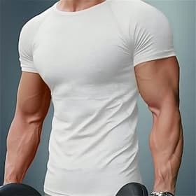 Men's T Shirt Muscle Shirt Moisture Wicking Shirts Short Sleeve Crew Neck Summer Plain Sports Fashion Lightweight Classic Style Casual Vacation Holiday Red bla