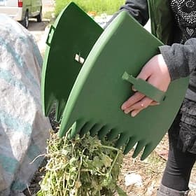 2 Stück gelbe große Garten- und Hoflaubschaufeln, Plastikschaufelgras, Handlaubrechen, Laubsammler für Gartenabfälle, tolles Werkzeug