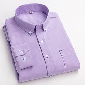 Homme Chemise habillée Chemise boutonnée Chemise Oxford Couleur Unie / Unie Vacances Mariage Blanche Bleu Violet Gris Claire manche longue Col Rabattu Toutes s