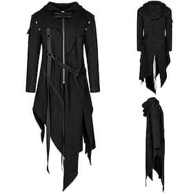 Punk Gothique Médiéval Manteau Costume de fête Veste Chevalier Déguisement Homme Costume de Carnaval Halloween Carnaval Mardi Gras Performance Adulte Manteau