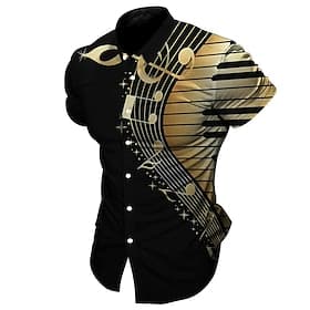 Homme Maîtres du conseil d'administration Musique Notes Chemise Chemise Boutonnée Manche Courte Mode Streetwear Designer Extérieur Rue Quotidien Été Printemps