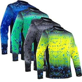 Men's Fishing Shirt Outdoor Long Sleeve UPF50 UV Protection Breathable Quick Dry Lightweight Top Summer Spring Outdoor Fishing Yellow / Black Dark Gray Green B