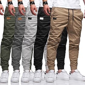 Herren Cargo-Hosen Cargohose Jogginghose Jogger Jogginghose Hose Kordelzug Elastischer Bund Einfach Sport im Freien Laufen Streetwear Training Armeegrün Schwar