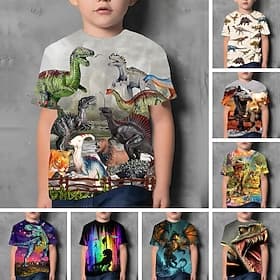 Da ragazzo 3D Animali maglietta Manica corta Stampa 3D Estate Attivo Bambino 4-12 anni Esterno Giornaliero Standard