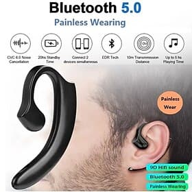 Casque Bluetooth 5.0 EDR ergonomique à crochet d'oreille sans douleur 2023 Écouteurs de sport sans fil avec micro Cadeau de la Saint-Valentin