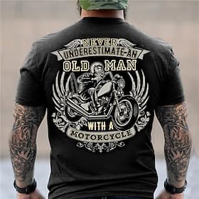 Heren Graphic T-Shirt Onderschat een oude man met een motorfiets niet Biker Lifestyle Tee