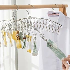 Cintre de séchage de vêtements en acier inoxydable coupe-vent porte-vêtements clips chaussette étendoir à linge cintre sous-vêtements porte-chaussettes