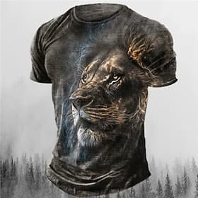 Homme Graphique Animal T-shirt Chemises rétro Manche Courte T-shirt Impression 3D Col ras du cou Chemise ancien Mode Designer Extérieur Quotidien Sports Marron