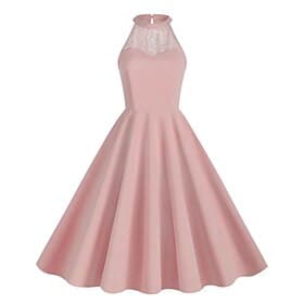 1950er Retro Vintage Kleid Partykostüm Ausgestelltes Kleid Spitze Einfarbig Kostüm Damen Party / Abend Junggesellinnenabschiedsparty Erwachsene Kleid Abschluss