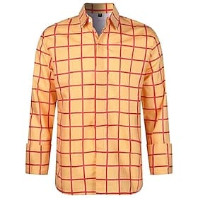 Men's Shirt Plaid Shirt Checkered Shirt Yellow Plaid Party Work Yellow Navy Blue Orange Long Sleeve Turndown Spring Fall Clothing Apparel Print