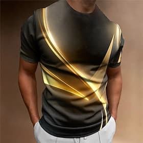 Per uomo Grafico Blocco di colori Maglietta Manica Corta maglietta Stampa 3D Girocollo Camicia Vintage Moda Designer Quotidiano All'aperto Sportivo Giallo Grig
