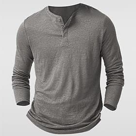 Homme T-shirt à boutons Chemise Henley T-shirt Chemise à Manches Longues manche longue Henley Été Uni Mode Designer Basique Boutons Vacances Rue Sortir Bleu Ve