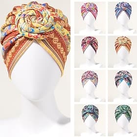 bonnet de bain torsadé imprimé rétro extensible cacher les cheveux respirant bohême bonnet pré-noué bonnet bonnet femme