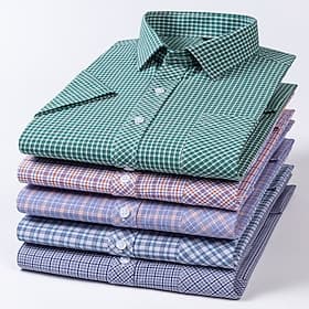 Homme Carreaux / Rayé / Chevron / Rond Fête de mariage Bonbon seize Blanche Vin Pourpre bleu marine Manche Courte Col Italien Été Vêtement Tenue Imprimé