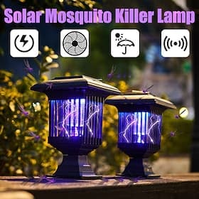 2 pièces solaire moustique lampe extérieure électrique moustique lampe jardin jardin moustique lampe anti-pluie contrôle de la lumière choc électrique moustiqu