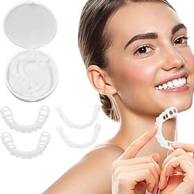 1 pack silicone blanchiment des dents couverture dents accolades simulation prothèse dents supérieures dents inférieures ensemble avec boîte sourire parfait
