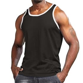 Herren Einfarbig Fitness-Tanktop Basketball Trikot Sommer Klassisch Netz Ärmellos Sportlich Athleisure Schnelltrocknend Weich Feuchtigkeitsableitend Atmungsakt
