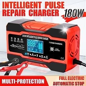 10-Ampere-Autobatterieladegerät, 12 V und 24 V, intelligentes, vollautomatisches Batterieladegerät, Erhaltungsladegerät, Erhaltungsladegerät für Rasenmäher, Bo