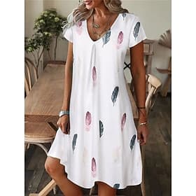 Women's Mini Dress Petite Dress T Shirt Dress Tee Dress Shift Dress Summer Dress Bohemia Fashion Basic Outdoor Vacation Party Regular Fit Tropical Short Sleeve