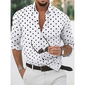 Homme Chemise Chemise d'été Chemise Décontractée Chemise Boutonnée Bleu Noir Blanche Rose Claire manche longue À pois Revers Vacances Quotidien Vêtement Tenue