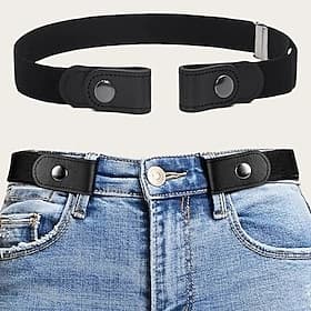 1pc Elastic Waist Belt Adjustable Waist Elastic Buckle Elastic BeltNo Buckle Women/Men Stretch Belt Invisible Elastic Belt for Jeans Pants Dresses