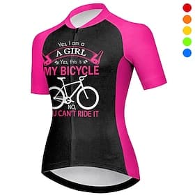 Women's Cycling Jersey Graphic Letter Number Funny Short Sleeve Bike Jersey Top with 3 Rear Pockets Mountain Bike MTB Road Bike Cycling Quick Dry Reflective S