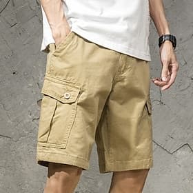 Herre Cargoshorts Shorts Sommershorts Snorer Elastisk midje Multi lomme عادي Anvendelig Kort utendørs Avslappet Daglig Mote Designer Svart Militærgrønn