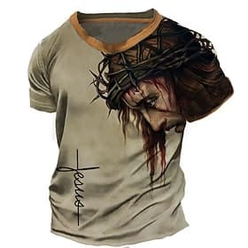 Mannen's Bijbel Grafisch Geloof T-shirt Christelijke T-shirts Korte Mouwen T-shirt 3D Print Ronde Hals Shirt Vintage Mode Ontwerper Buitenshuis Dagelijks Sport