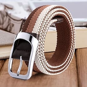 Men's Canvas Belt Braided Belts Polyester Alloy Stripe Blue Black Daily Wear Going out Weekend