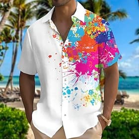 Herren Bunt Farbverlauf Hemd Sommer Hawaiihemd Knopfhemd Kurze Ärmel Hemd Umlegekragen Mode Designer Lässig Outdoor Straße Lässig Schwarz Weiß Rote S M L