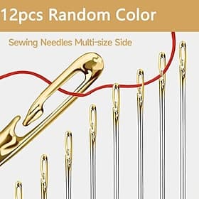 12 Stück Blindnadel für ältere Menschen, seitliches Loch, Hand, Haushalt, Nähen, Edelstahl, Nähen, unnötiges Einfädeln, DIY-Schmuck, weiß