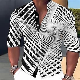 Homme Illusion d'optique Formes Géométriques Chemise Chemise Boutonnée manche longue Mode Streetwear Designer Occasionnel Quotidien Extérieur Été Printemps Aut