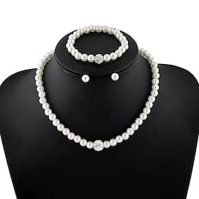 Bridal Jewelry Sets 1 set Imitation Pearl 1 Necklace 1 Bracelet Earrings Women's Fashion Personalized Simple Beads Precious Geometric Jewelry Set For Wedding A