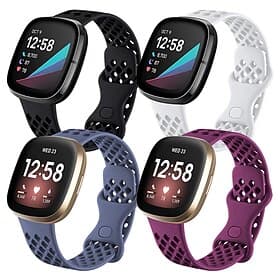 4 stuks Slimme horlogeband Compatibel met: Fitbit Versa 3 Sense Versa 4 Sense 2 Siliconen Smartwatch Band Waterbestendig Verstelbaar Sportband Vervanging Polsb