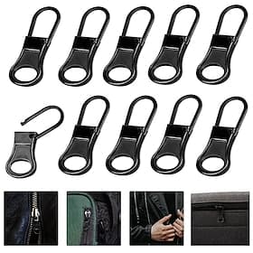 10pcs Zipper Pull Replacement Detachable Zipper Pulls Zipper Replacement Zipper Repair Kit Zipper Replacement Slider for Jacket Pants Coat Shoes Suitcase Backp