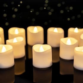 12 Stück LED flammenlose Timerkerzen langlebige batteriebetriebene Teelichter für Weihnachts-Halloween-Hochzeits-Tischdekorationen warmes Weiß